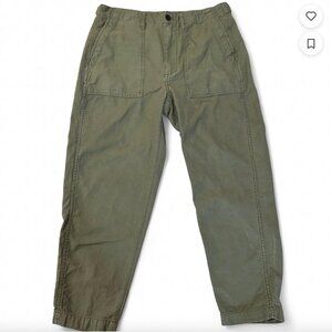 madewell griff tapered fatigue cargo pants in olive green 100% cotton size 29